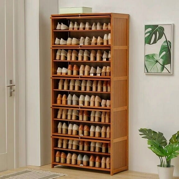 Bamboo & Laminate Shoe Cabinet with 10 Tiers – Holds 30 Pairs, Large Capacity, Dust & Moisture Protection, Easy Assembly, Brown