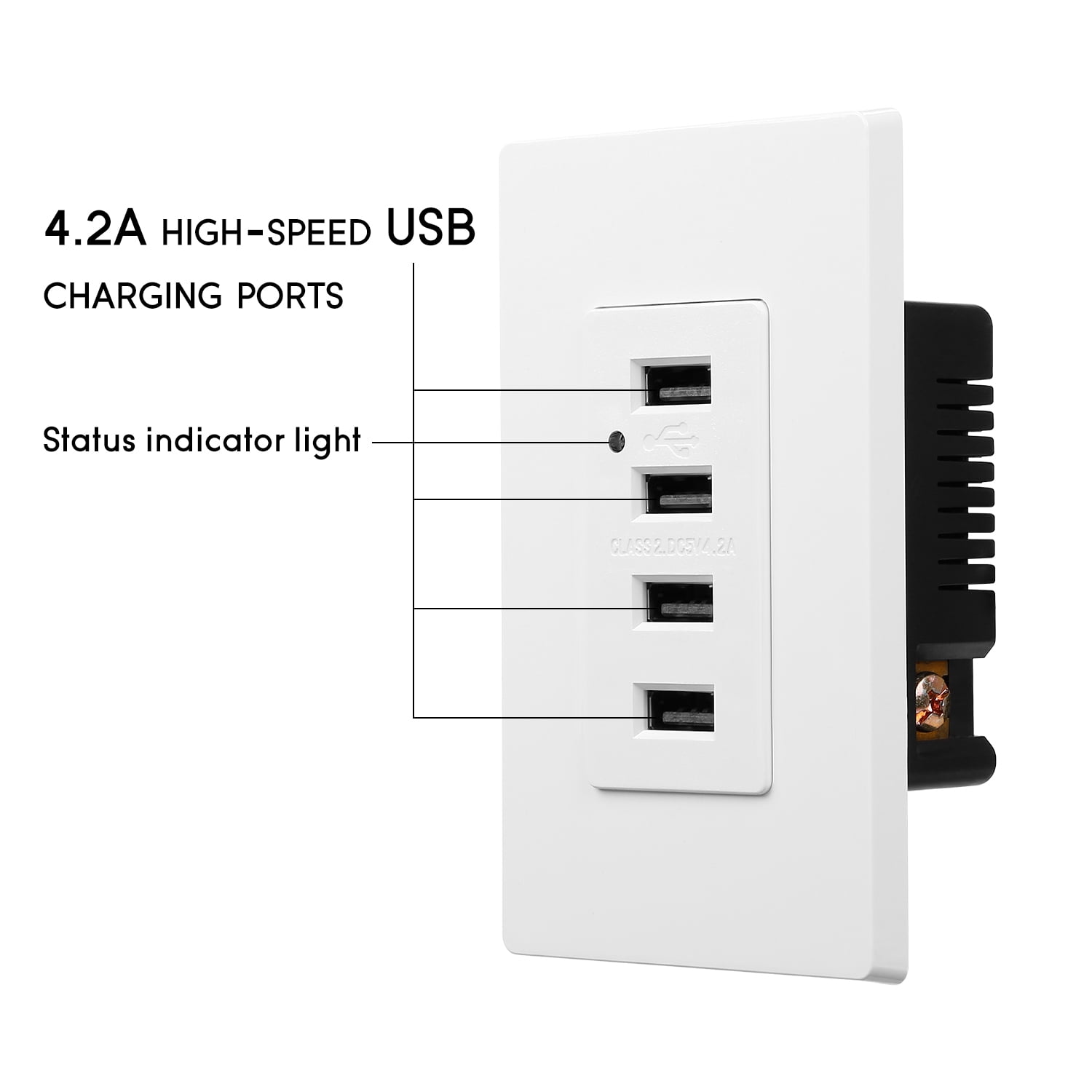 1 Pack 2 USB and 2 AC Outlets Charging Wall Outlets + 1 Pack 4 USB Charging Wall Outlets, Wall Plate Included, UL Listed, White