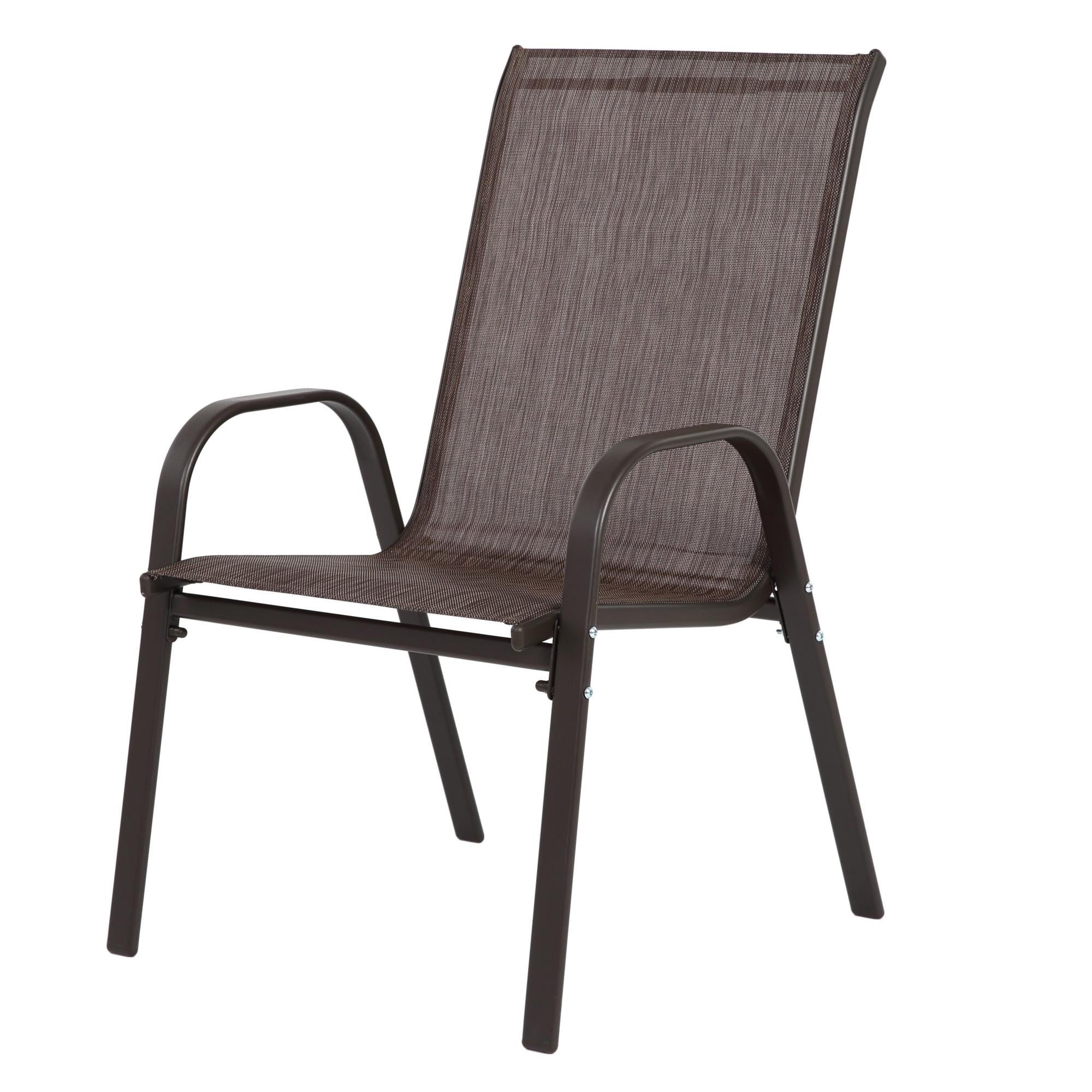 Sailvan Set of 8 Outdoor Patio Chairs,Breathable Textilene Garden Dining Chairs with Armrest and High Backrest Brown