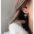 thumbnail image 2 of Faty-T Solid 925 Sterling Silver Bow Drop Hoop Earrings for Women Teens Bowknot Hoop Earrings Huggie Ribbon Earrings, 2 of 15