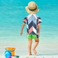 thumbnail image 4 of FORMRS Boys Rash Guard Short Sleeves Swim Shirt Quick Dry UPF 50+ Sun Protection, Sizes 3-12T, Blue Geometric, 4 of 6