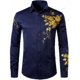 thumbnail image 1 of Camisas hawaianas de manga larga, camisas con flores doradas, camisas de moda para hombre, blusas casuales de playa, camisas de negocios, ropa para hombre con botones, 1 of 6