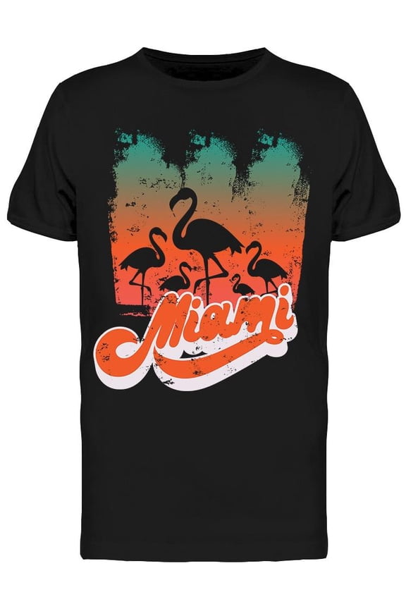 Miami, Flamingo Silhouette T-Shirt Men -Image by Shutterstock, Male Small