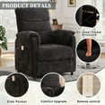 thumbnail image 5 of Power Recliner Chair, Holaki Electric Power Recliner with Side Pocket and Remote, Modern Chenille Fabric Recliner Chairs for Adults, Small Recliner for Small Space Nursery Living Room, Black, 5 of 9