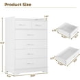 thumbnail image 2 of Hasuit White 6 Drawer Dresser, Wooden Storage Chest of 6 Drawers, Vertical Large Capacity Clothing Storage Organizer, Tall Dressers for Bedroom, Hallway, Entryway, 2 of 8