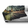 thumbnail image 3 of London Soft Flannel Fleece Throw Blanket, Big Ben from Westminster Bridge Evening Urban Life England City, Cozy Plush for Indoor and Outdoor Use, 50" x 70", Jade Green Dark Blue, by Ambesonne, 3 of 6