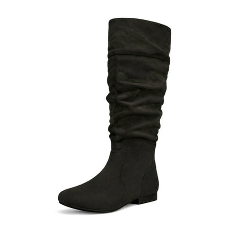 

Dream Pairs Womens Wide Calf Faux Fur Slouchy Low Heel Side Zip Knee High Boots Blvd-W Wide/Calf/Black Size 8.5