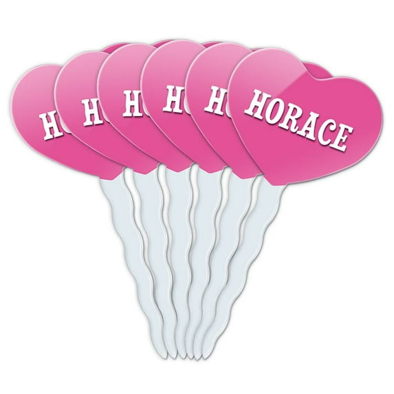 Horace Heart Love Cupcake Picks Toppers - Set of 6