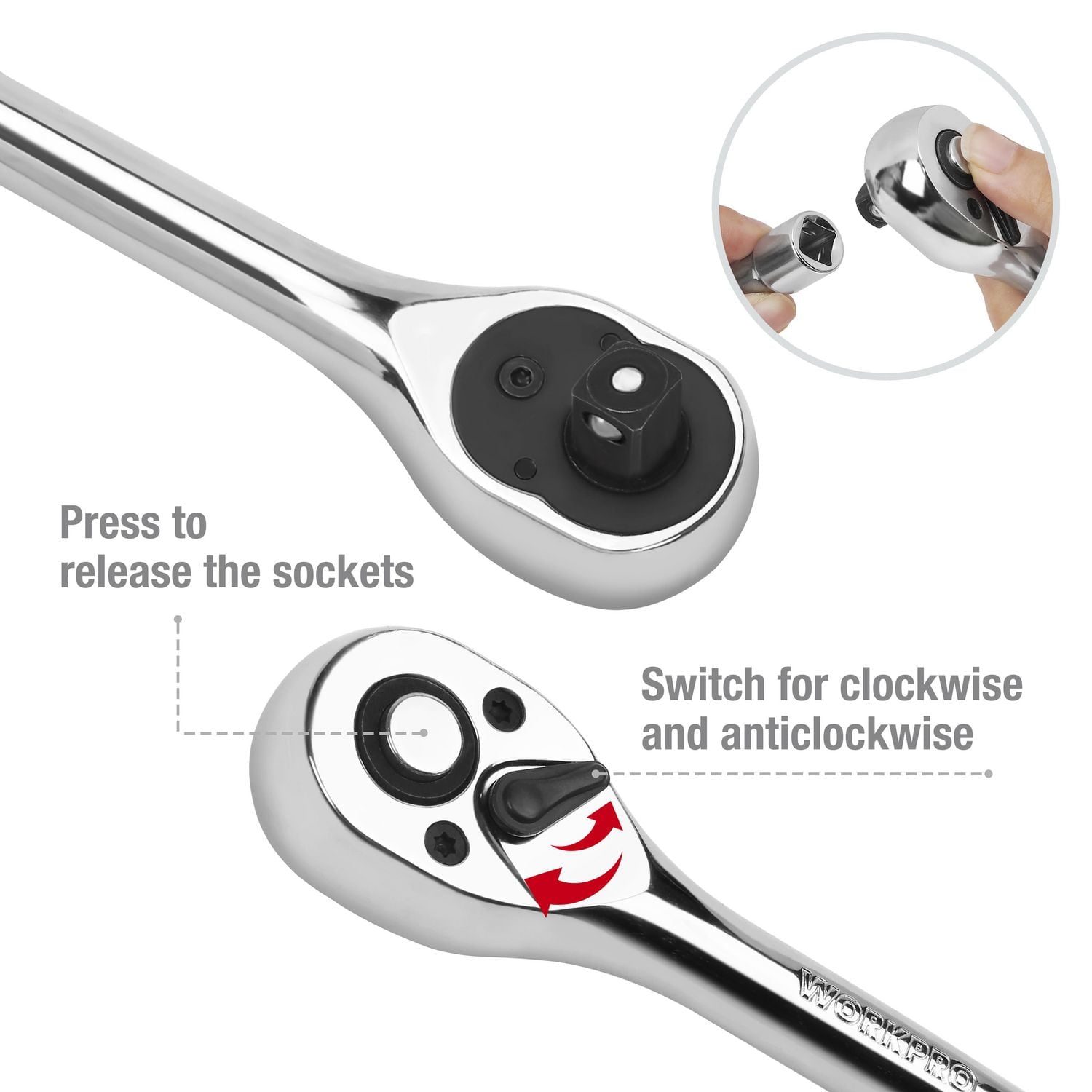 WorkPro Jeu de tournevis et douille à cliquet - 122 Pièces