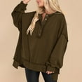 thumbnail image 6 of Holiday Deals, Plain Pullover Sweatshirts, Ladies Oversized Sweatshirt Casual Long Sleeve Button Henley Neck Vintage Tunic Tops (X-Large, Coffee), 6 of 6