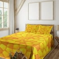 thumbnail image 2 of Ambesonne Yellow Fitted & Top Sheet Set with Shams, Abstract Corn Pattern, Orange Yellow, 2 of 5