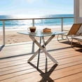 thumbnail image 1 of Square Glass Dining Table - Chrome Metal Legs, Clear Glass Table Top, Modern Dining Table for Home Kitchen Dining Room, 1 of 5