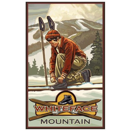 Whiteface Mountain New York Classic Binding Skier Travel Art Print Poster by Paul A. Lanquist (12