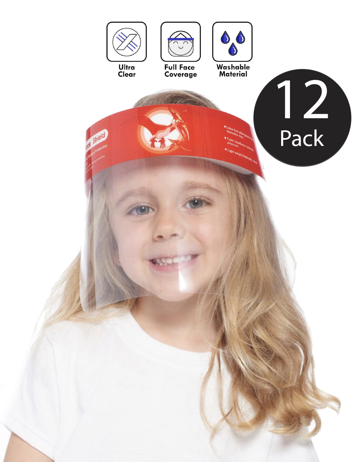 Pack Of 12 Safety Kids Or Adults Face Shield Visor Protection Dust Proof Guard 