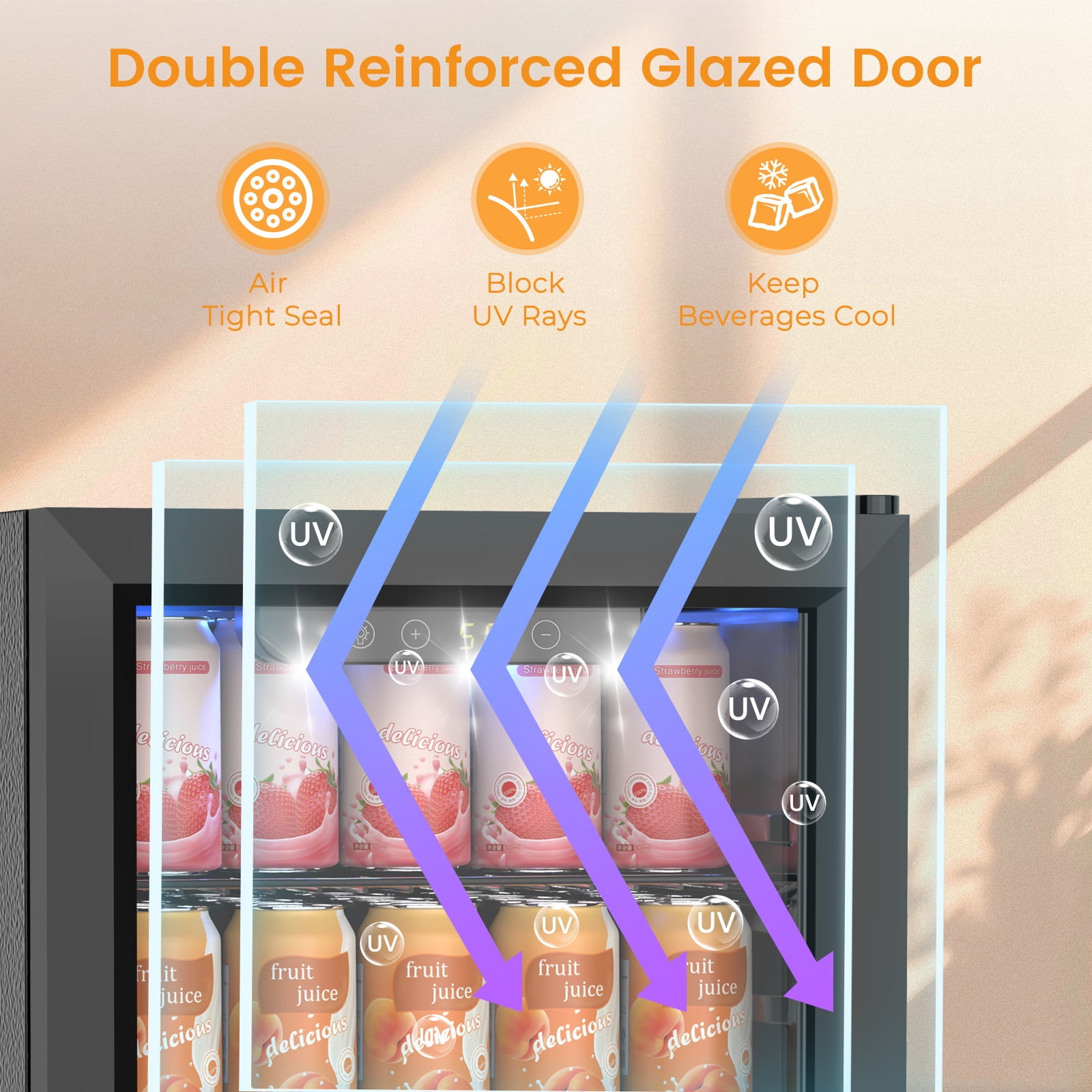 KNDKO 16 Bottle 68 Can Beverage Refrigerator - 1.7 Cu.Ft. Mini Fridge Cooler, Wine Cooler for Home/Office