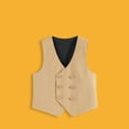 thumbnail image 4 of Boys Blazer Vest, Preppy Style Casual Waistcoat for Kids, Mid-Length Layering Vest for Autumn Winter School and Outdoor Activities, Boys Sleeveless Jacket, 2-14Y Khaki 120, 4 of 9