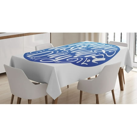 

Australian Party Tablecloth Happy Australia Day Calligraphy with Swirls and Dots Independence Day Rectangular Table Cover for Dining Room Kitchen 52 X 70 Inches Blue White by Ambesonne