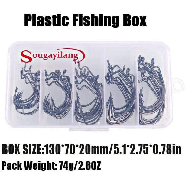 Sougayilang Fishing Hooks High Carbon Steel Worm Senko Bait Jig Fish Hooks  with Plastic Box