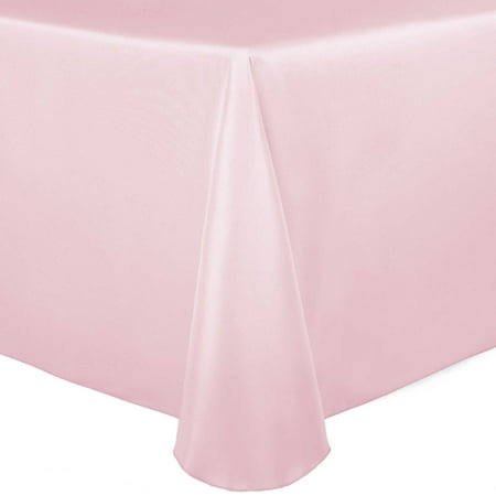 

Ultimate Textile (5 Pack) Satin 60 x 144-Inch Oval Tablecloth - for Home Dining Tables Blush Ice Pink