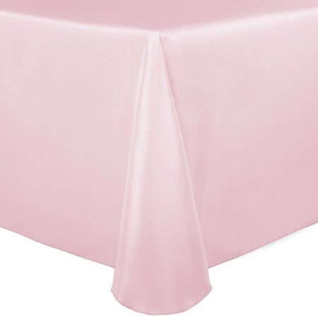 

Ultimate Textile (10 Pack) Satin 70 x 104-Inch Oval Tablecloth - for Home Dining Tables Blush Ice Pink