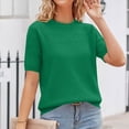 thumbnail image 5 of MEICHEN Women's Short Sleeve Pullover Fashion Crew Neck Knitted Shirt Elegant Lightweight Short Sleeve Spring Summer, 5 of 7