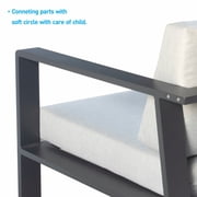 Higold 3801 Nofi 4 Pieces Outdoor Conversation Sets with Grey Cushions, Matte Charcoal Aluminum Frame & Tabletop