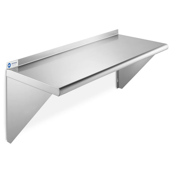 GRIDMANN 18" x 36" Stainless Steel Wall Mount Shelf with Backsplash, Commercial Grade - NSF Certified 18 Gauge Shelving for Restaurant, Kitchen, Utility Room, Garage