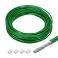 thumbnail image 1 of Uxcell Cable de acero de 33 pies de acero inoxidable 304 recubierto de vinilo de 1/8" con 4 piezas de manguitos de aluminio verdes, 1 of 7