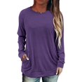 thumbnail image 1 of Womens Tops Color Block Pullover Long Sleeve T Shirts with Pockets Crew Neck Tunic Blouse, 1 of 5