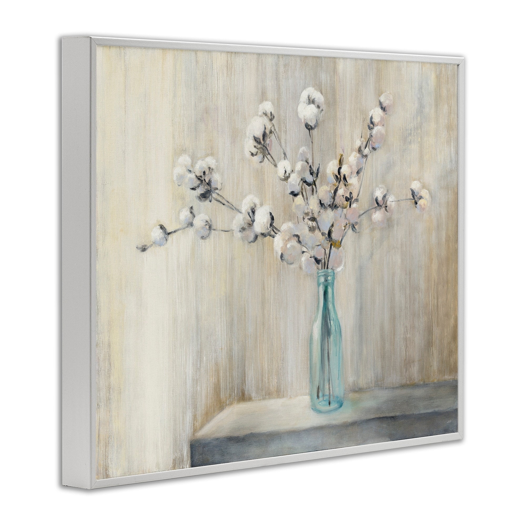 Stupell Industries Beautiful Cotton Flower Grey Brown Painting, 16 x 20,Design by Julia Purinton