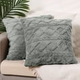 thumbnail image 2 of Unique Bargains Solid Striped Soft Sofa Decorative Pillow Covers (2 Count) Light Gray 20" x 20", 2 of 6