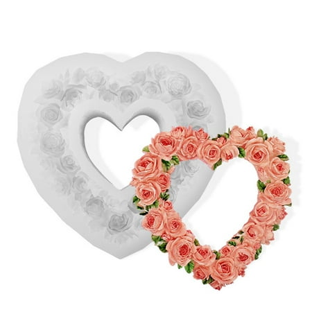 

Dasbsug 3d Heart Rose Shaped Fondant Mold Embossed Love Garland Mould for Wedding Valentine Cake Decorating DIY Baking