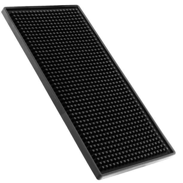 KINJOEK 6 x 12 inch Rubber Bar Service Mat, Leakproof & Non Slip Black Countertop Spill Mats, 1