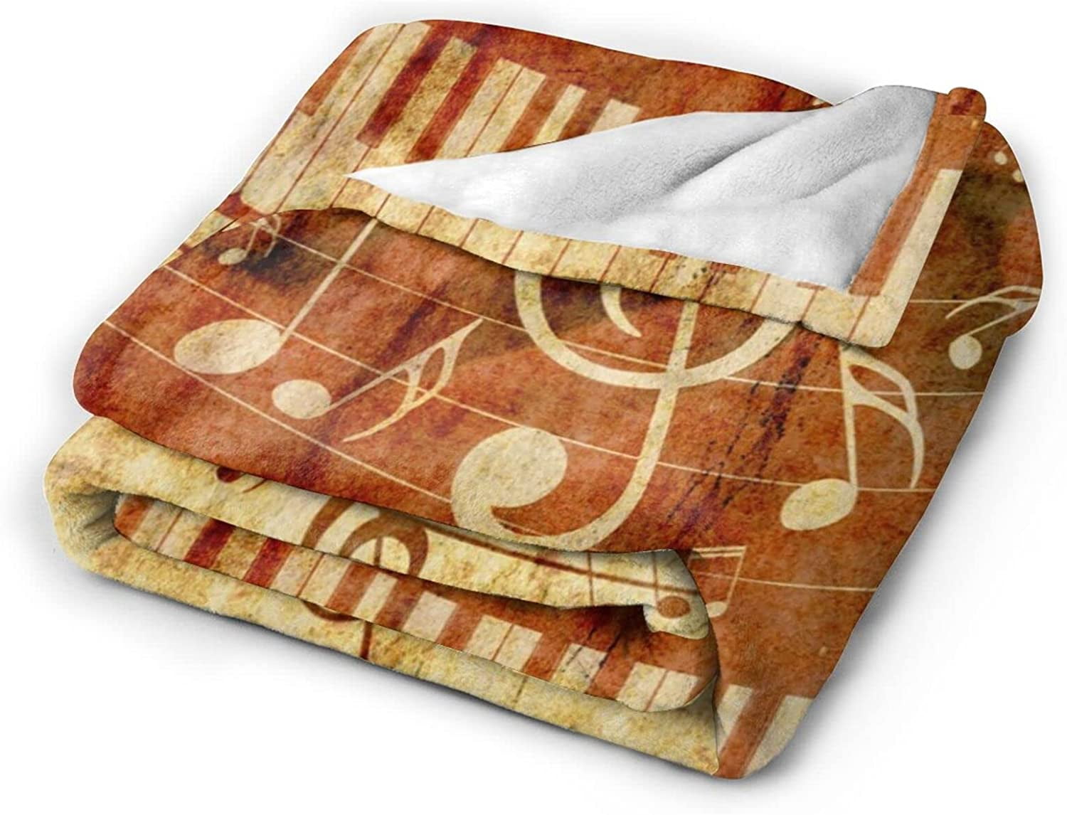 Piano Keys Musical Notes Music Vintage Throw Blanket Super Soft Warm Bed Blankets for Couch Bedroom Sofa Office Car, All Season Cozy Flannel Plush Blanket for Girls Boys Adults, 50"X40"