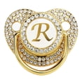 thumbnail image 1 of Chupete Baby Bling con clip dorado y letra curvada con funda antipolvo para recién nacidos (letra R), 1 of 14
