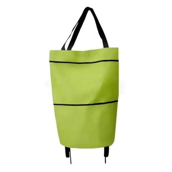 Risegun Sac d'épicerie réutilisable à roulettes Sac à provisions Pliable Vert Couleur Pure Tissu Oxford Extensible Sac de Chariot d'épicerie Pliable à roulettes