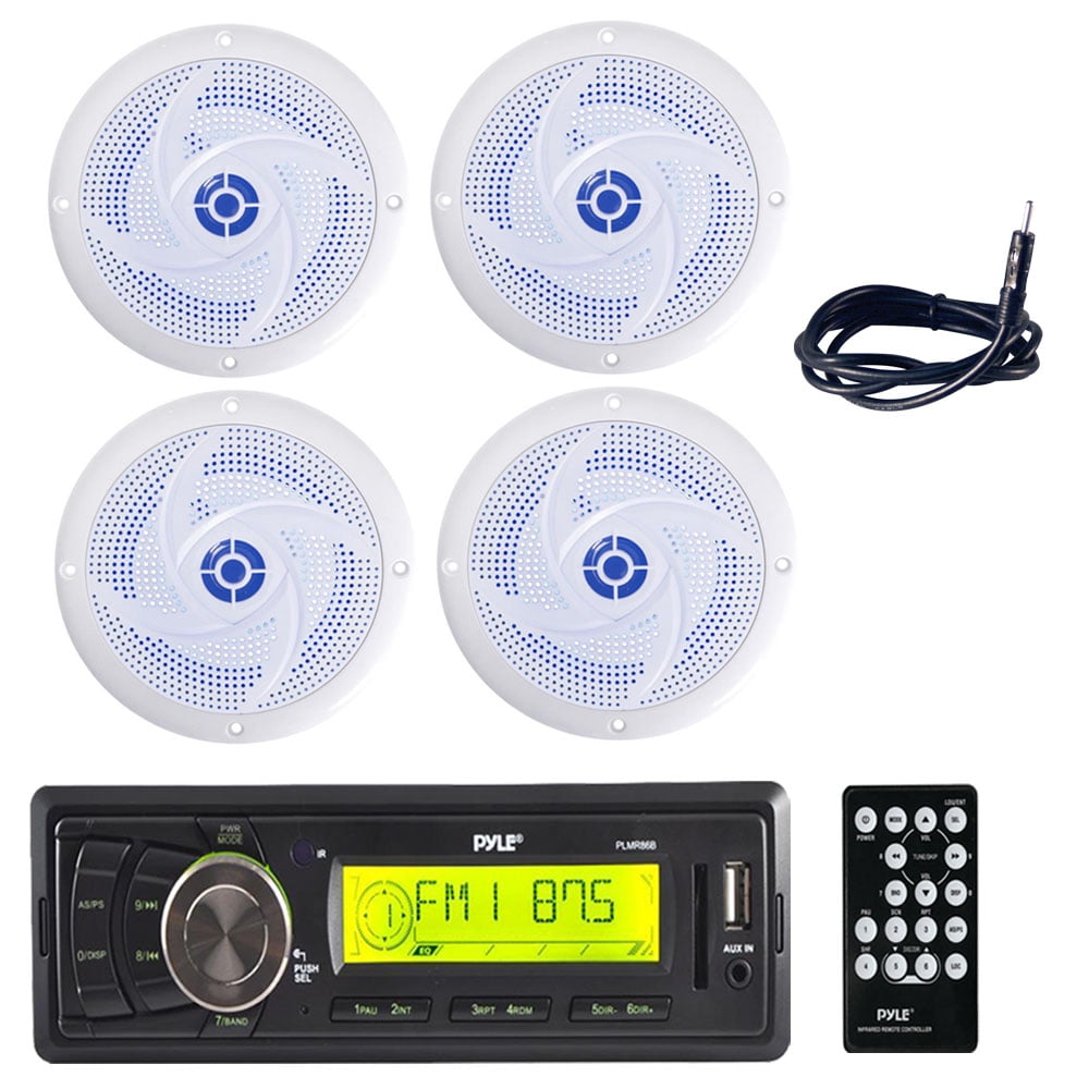Pyle PLMR86B indash Stereo Radio Headunit Marine Boat Receiver with (4
