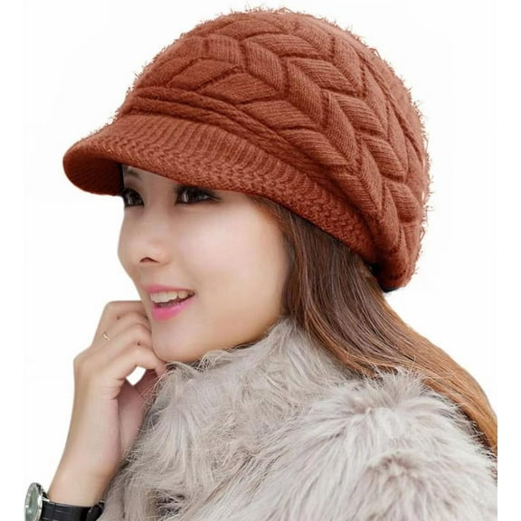 YooGuoGuo Women Winter Warm Knit Hat Wool Snow Ski Caps with Visor