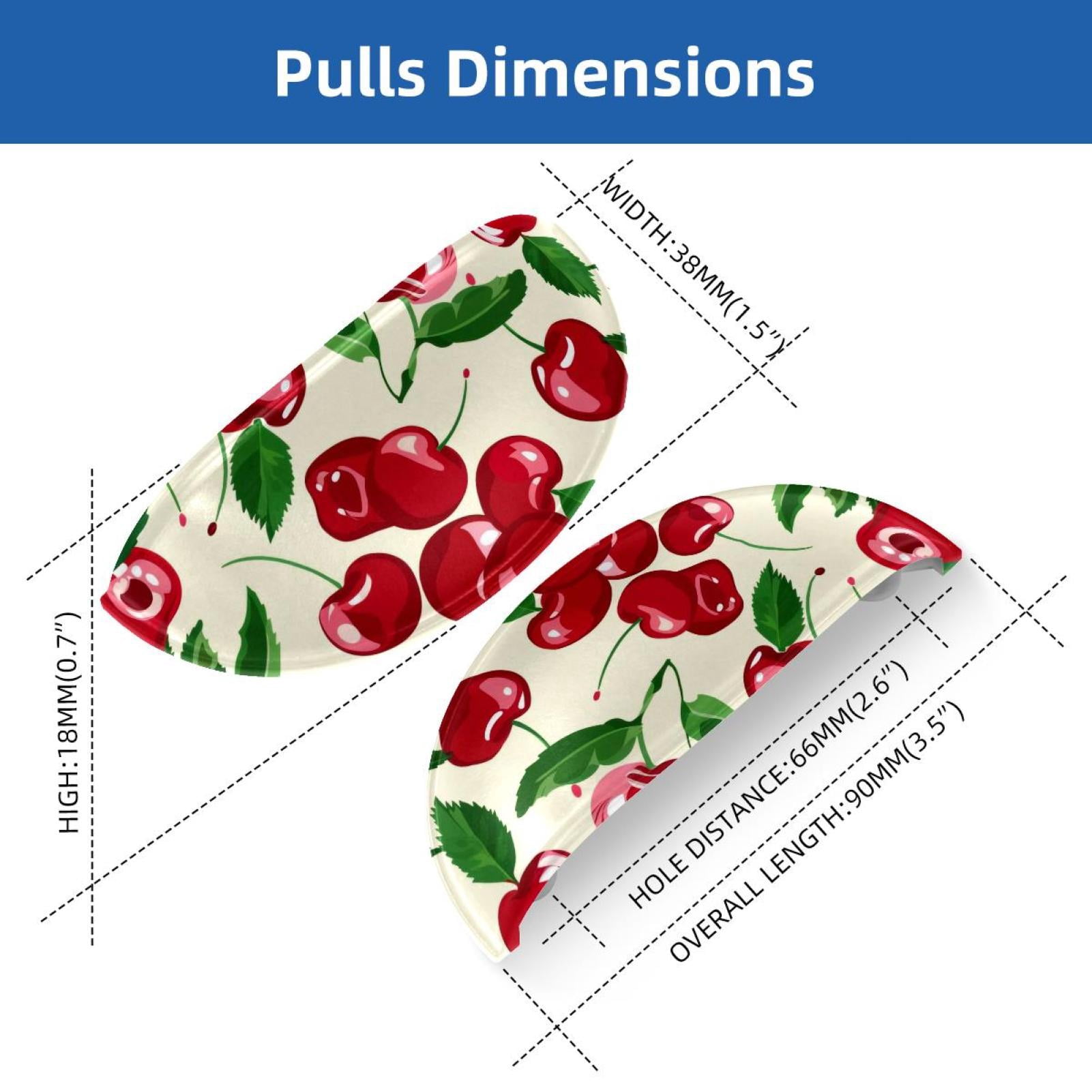 PhooArto 6 Pcs Cup Drawer Pulls, Red Fruit Cherry Pattern Shell Shape Handles Cabinet Knobs for Dresser Cupboard Closet Wardrobe with Screws