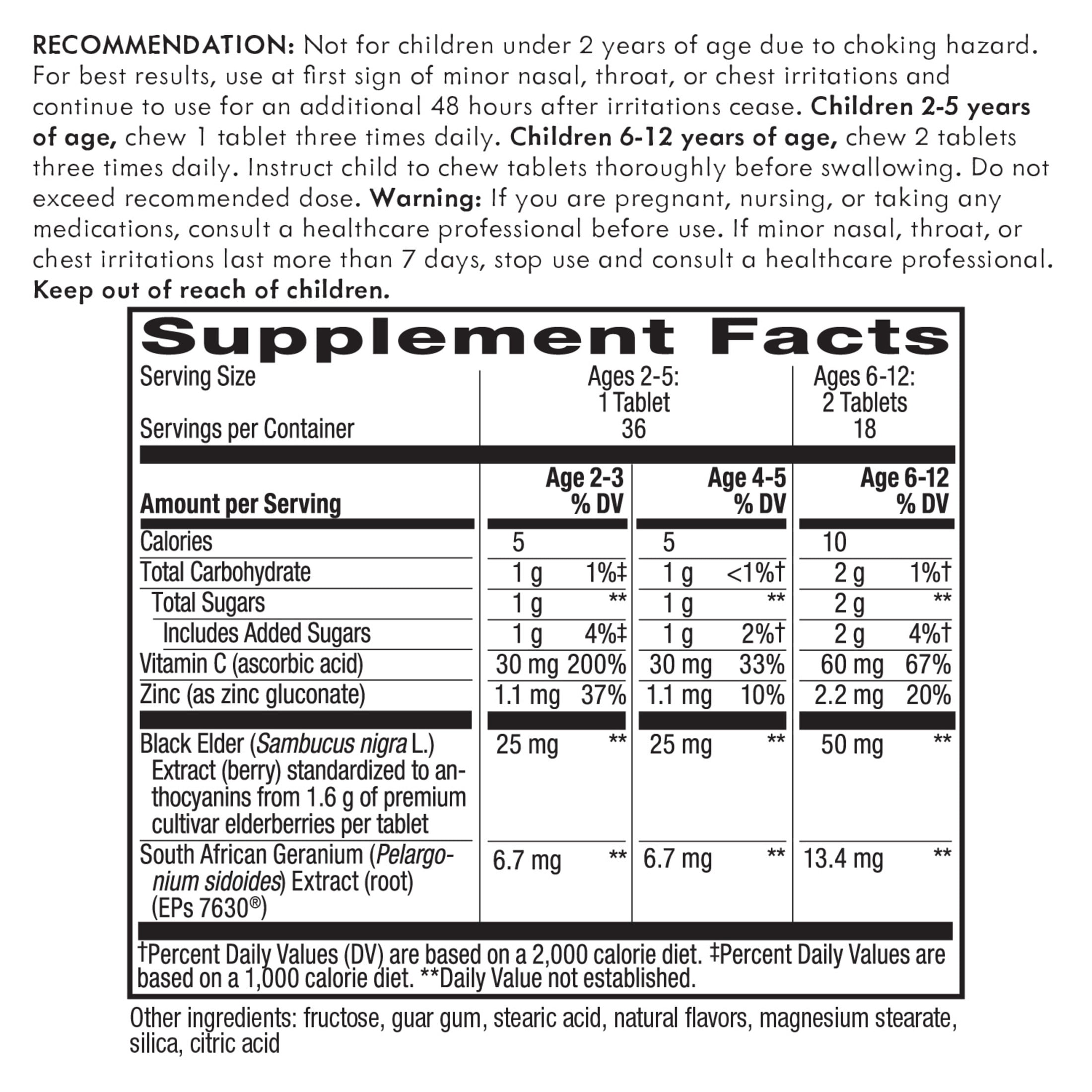 Nature’s Way Sambucus Relief Kids Immune Support Supplement* Chewables with Elderberry Extract, 36ct