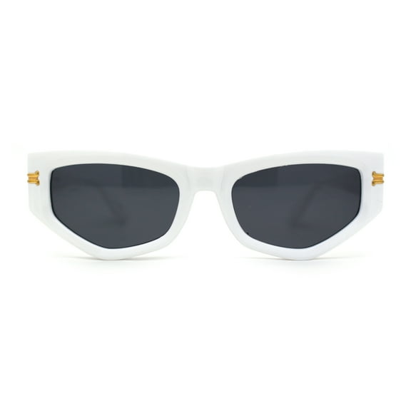 Womens Mod Square Cat Eye Thick Plastic Sunglasses White Black