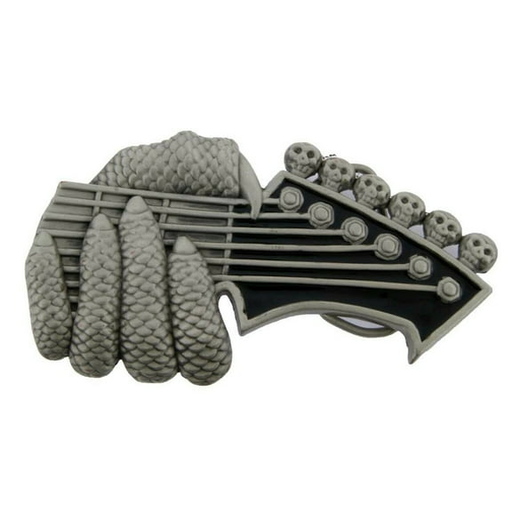 Skull Skeleton Belt Buckle Guitar Antiqued Finished Tribal Music Halloween Costume Party New