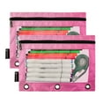 thumbnail image 2 of ALAZA 2 Pack Pencil Pouch Gradient Pink Pencil Case for 3 Ring Binder Clear Window Pencil Bag Organizers, 2 of 6