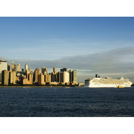 Lower Manhattan Skyline and Cruise Ship Across the Hudson River, New York City, New York, USA Print Wall Art By Amanda