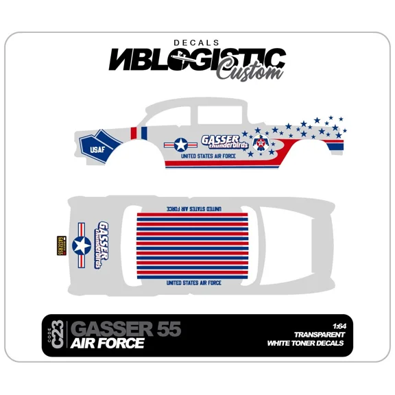 '55 CHEVY GASSER Custom WaterSlide Decal for hot wheels 1/64 Scale 099