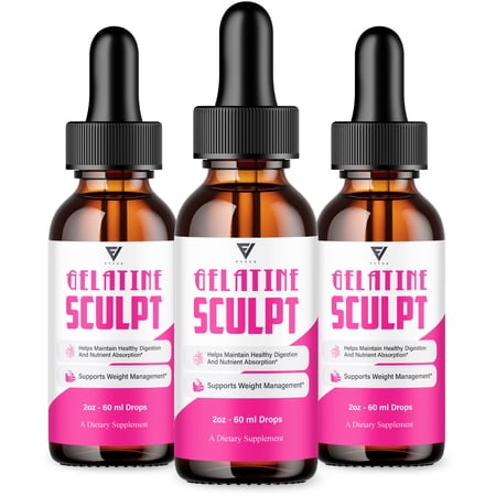 (3 Pack) Gelatine Sculpt Weight Management Support Liquid Drop Supplement (6oz)