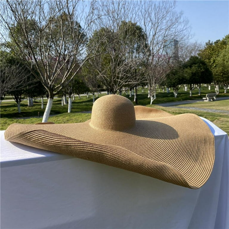 ADVEN Floppy Straw Hat Summer Oversized Sun Hat Large Brim Beach Anti-UV Sun  Protection Foldable Roll Up 