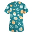 thumbnail image 4 of Wowcloth Women's Easter Print V-Neck Scrub Top, Loose Fit Short Sleeve with Pockets for Work and Casual Wear, 4 of 5