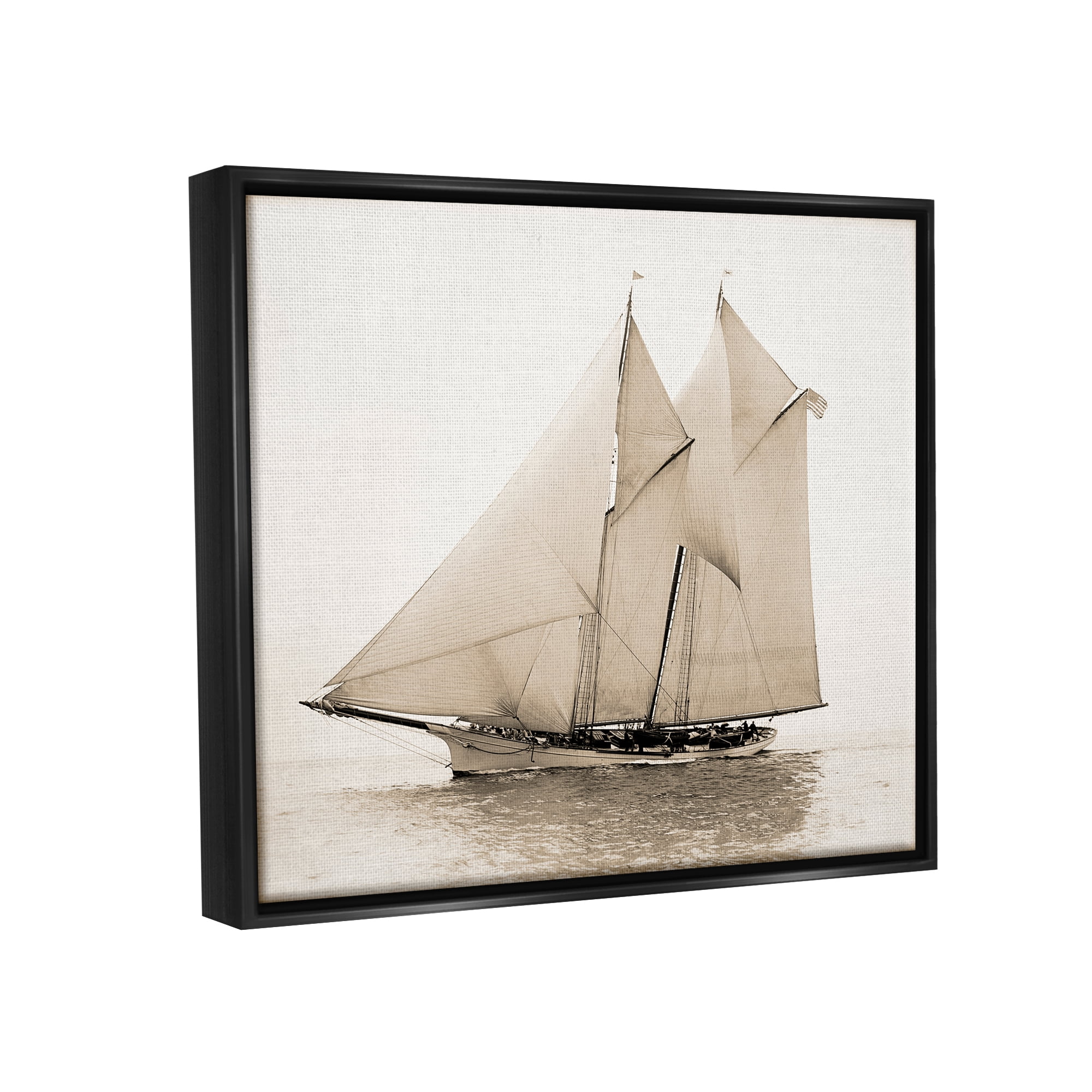 Stupell Industries Vintage Ship Photography Transportation Photography Black Floater Framed Art Print Wall Art, 21 x 17
