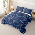 thumbnail image 3 of Castle Fairy Minimalism Outlined Shape Quilt King 3 Pieces,Abstract Triangle Border King Coverlet Set,Sky Blue Navy,1 Bedspread and 2 Pillowcases, 3 of 7